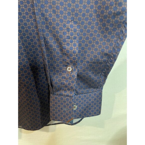 Ted Baker London Men's Size 4 Navy Button-Up Shirt Made In Portugal 100% Cotton - Picture 4 of 15
